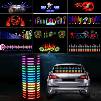 90*25 40*30 Otomobil LED Ekolayzır Araba İç Atmosfer Müzik Ritim EL Levha Sticker Glow Flaş Paneli yanıp sönen ışık