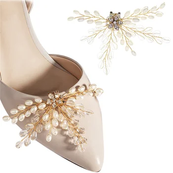 Düğün Parti ayakkabı tokaları İnci Taklidi Dalları Ayakkabı Dekorasyon Moda Gelin ayakkabı tokası Kadınlar Ayrılabilir Topuklu Aksesuarları