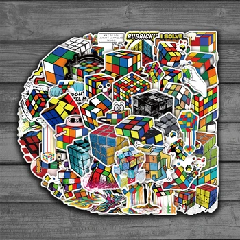 50 adet/takım Sevimli Rubik Küp Komik Bulmaca Oyuncaklar Hediye Graffiti Çıkartmalar Dizüstü telefon kılıfı Bagaj Kaykay Çocuklar DIY Gitar