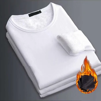 Erkekler termal iç çamaşır Üstleri Polar Kalınlaşmış T-Shirt İnce Alt Sıcak Giysiler Sonbahar Kış Termo Kazak Uzun Kollu Taban Tee
