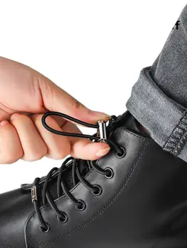 Hiçbir kravat Ayakabı Yuvarlak Metal kilit Elastik Ayakkabı bağcıkları bağları olmadan Çizme Sneakers Ayakkabı Bağı Çocuklar Yetişkin Hızlı Tembel Ayakkabı Bağcıkları