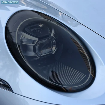 2 Adet Araba Far koruyucu film Füme Siyah Tonu Wrap Vinil Şeffaf TPU Sticker Porsche 911 992 2019 2020 2021 İçin