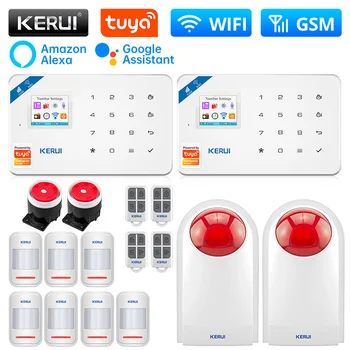 KERUI W181 Alarm Sistemi WİFİ GSM Alarm Tuya Akıllı Ev Kiti Desteği Alexa Hareket sensör dedektörü Kapı Sensörü Siren