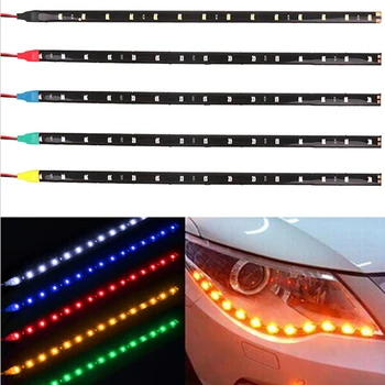12V 15SMD DRL araba LED Gündüz Farı araba ışıkları LED şerit ışık su geçirmez dekoratif esnek LED ışık 30cm araba DRL şerit