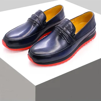 High-end deri rahat ayakkabılar kapak ayak el yapımı ayakkabı moda rahat erkek ayakkabısı ofis erkek ziyafet elbise ayakkabı