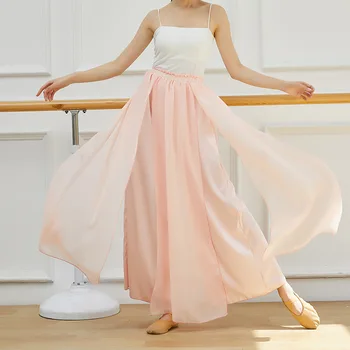 Yetişkin Zarif Şifon 2 Katmanlı Oryantal Dans Palazzo Pantolon Geniş Bacak Pantolon Etek Kostüm Kadınlar için Uygulama Dans Dansçı Elbise