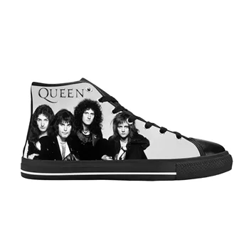 Freddie Mercury Rock Grubu Müzik Şarkıcı Kraliçe Serin Rahat Bez Ayakkabı Yüksek Top Rahat Nefes 3D Baskı Erkekler Kadınlar Sneakers
