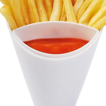 Закусочная чашка  Fries Shelf Holder Assorted Sauce Chips Dip Snack Cone Cup Two Cup-mouth Tableware Кухонные принадлежности