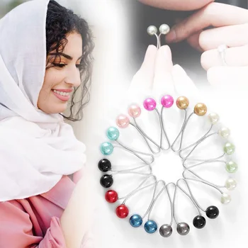 12 ADET Renkli Başörtüsü İnci Pimleri Klipleri Broş Pins Başörtüsü Eşarp Klipleri Müslüman Arap Şal İslam Aksesuarları Kadınlar Takı