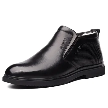 erkek ayakkabısı hakiki deri erkek botları iş ayakkabısı erkek lace up adam yarım çizmeler kürk siyah zapatos de hombre erkekler kar botları