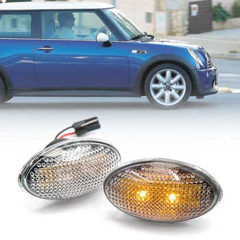 LED Ön çamurluk yan ikaz lambaları 2002-2006 MİNİ Cooper İçin R50 R52 R53 Şeffaf Lens Amber Yan İşareti Lambaları