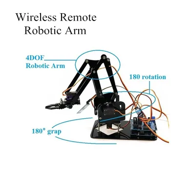 Uzaktan Kumanda SG90 MG90S 4 SERBESTLIK DERECELI Demonte Akrilik Mekanik Kol Robot Manipülatör Pençe Arduino Maker DIY Kiti Robot