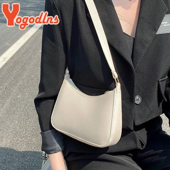 Yogodlns Moda omuzdan askili çanta Kadınlar İçin Rahat Düz Renk Koltukaltı Çanta Yüksek Kaliteli Koltukaltı Çanta Moda Yeni Bayan Çanta Bolsa