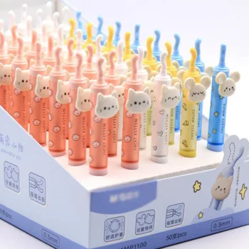 50 adet/grup Yaratıcı Kedi Fare Sallayarak Kuyruk Mekanik Kurşun Kalem Sevimli Otomatik Kalemler Çocuklar Hediye Okul Ofis Malzemeleri