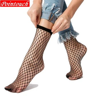 Poıntouch 2 Pairs Seksi Örgü Çorap Kadın Siyah Fishnet Ayak Bileği Çorap Dantel Kısa Ağları Bayanlar Kızlar Nefes Sıkı Yumuşak Kadın