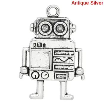 DoreenBeads Charm Kolye Robot Gümüş Renk 4x2. 7 cm, 10 Adet (K10157) türük