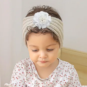 Bebek saç aksesuarları sevimli bebek sıcak kafa bandı sonbahar ve kış çocuk örgü saç bandı