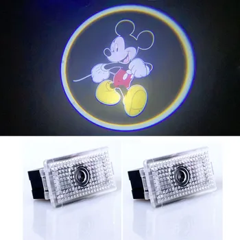 2X Led araba kapı Hoşgeldiniz ışık projektör Disney Mickey Mouse Minnie Logo hayalet gölge ışıkları Tesla Modeli 3 Model S Model X