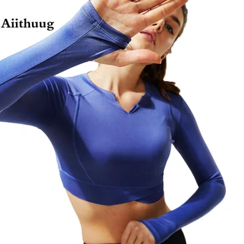 Aııthuug Yoga Gömlek Nefes Spor Uzun Kollu Kadın Spor Gömlek Yumuşak Üstleri Spor Salonu Egzersiz Yoga Kırpma
