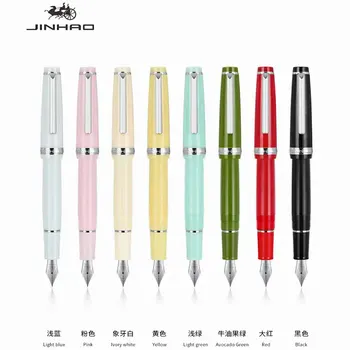 Jinhao 82 Serisi dolma kalem Akrilik F 0.5 mm Uç Okul Ofis Malzemeleri İş Yazma Mürekkep Kalemler Altın Klip Mavi Sarı Yeşil