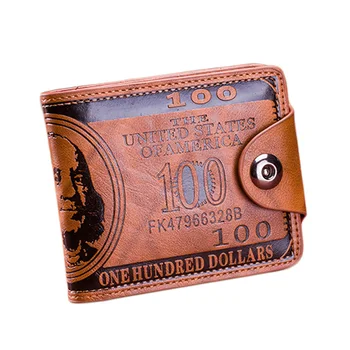 Klasik Retro erkek Toka küçük cüzdan Dolar Desen Emme Toka bozuk para cüzdanı Kart Tutucu PU Deri İş Tarzı Cüzdan