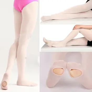 1 ADET Bale Dans Çorap kadın Kızlar Tayt Külotlu Şeker Renk Katı Tayt Delik Ayak Kadife Çorap Dikişsiz Tayt