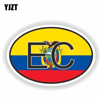 YJZT 8.9 CM * 13.4 CM Aksesuarları Kişilik Ekvador Ülke Kodu Bayrağı Araba Sticker Çıkartması 6-0234