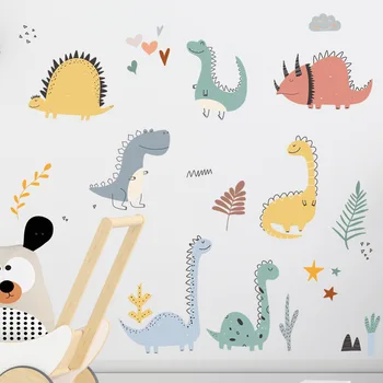 Karikatür Dinozor duvar çıkartmaları Çocuk Odası Oturma Odası Yatak Odası Arka Plan Duvar Dekoratif Çıkarılabilir PVC Hayvan duvar çıkartmaları