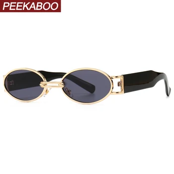 Peekaboo punk tarzı retro oval güneş gözlüğü erkekler metal uv400 altın yuvarlak güneş gözlüğü kadınlar için 2021 vintage aksesuarları erkek