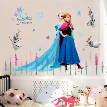 Karikatür Olaf Elsa Kraliçe Anna Prenses Anime duvar çıkartmaları Çocuk Odası Süpürgelik Ev Dekorasyon Duvar Sevimli Sanat Dondurulmuş Film Afiş