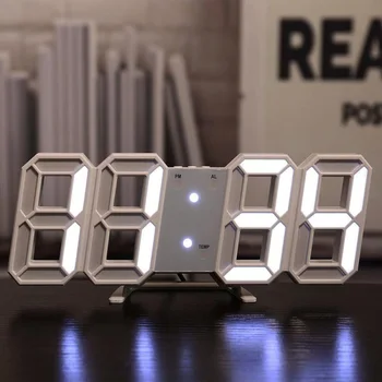 Nordic Dijital Çalar Saat, Yatak odasındaki Duvarın İzle Masa Takvimi Termometre Güç 3D Elektronik Saat Ofis Tasarrufu Asılı Led 