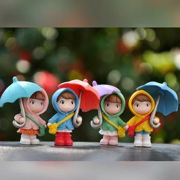 Sevimli Yağmurluk Şemsiye Erkek Kız Bebek Küçük Süs Masaüstü Dekorasyon Bebek Aksesuarları Hediye çocuk Oyuncakları Mikro Manzara