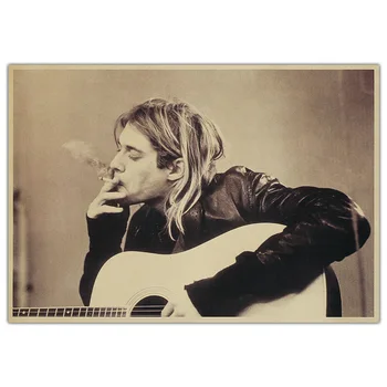 Kurt Donald Cobain Kaya Karakter Kurtt Kobain Posteri Kraft Kağıt Retro Posteri Ev Bar Dekor boyama duvar kağıdı çıkartmaları