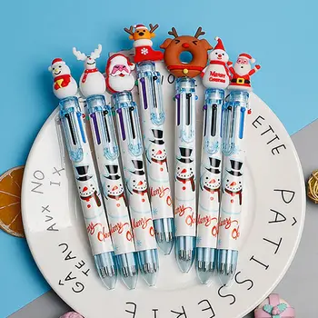 1 ADET Hediyeler geyik Noel ağacı Merry Christmas altı renk kalem Noel tükenmez kalem Kırtasiye Noel Baba