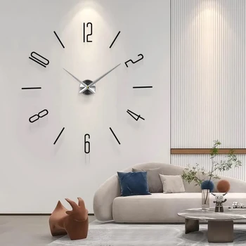 2022 Moda 3D Ayna Sticker duvar saati Kuvars DİY Büyük İzle Dekoratif Mutfak Saatleri Akrilik Mektup Dekor Boy Saat