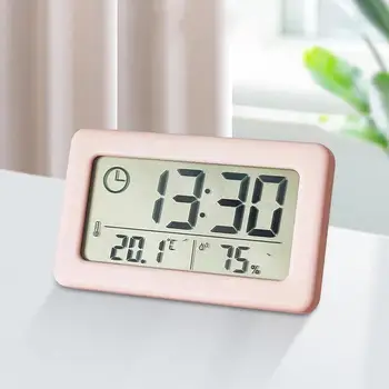 Dijital Saat Termometre Higrometre Ölçer LED Kapalı Elektronik nem monitörü Saat Masaüstü Masa Saatleri Ev İçin