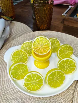 10 adet 5cm Yapay Meyve Simülasyon Limon Dilimleri Parti Meyve Süsleme Mutfak Düğün Sahte Limon Dekorasyon Malzemeleri