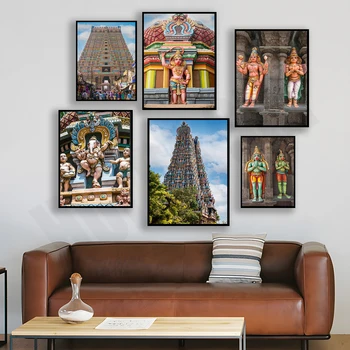 Tamil Nadu'daki Ranganathaswamy Tapınağı'nın Mimari Postacısı, Detay Tamil, Dünyevi Güney Hint Bohem Dekor Hindu Duvar Sanatı