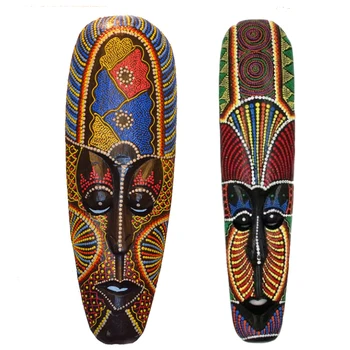 Tay Ahşap Maske Duvar Asılı katı Ahşap Oyma Boyalı Facebook Duvar Dekorasyon Bar Ev Dekorasyonu Afrika Totem Maske El Sanatları