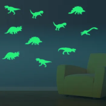 9 Adet / takım 3D Yaratıcı PVC Aydınlık Dinozorlar duvar çıkartmaları Karanlık Dekoratif Dinozorlar Çocuk Odası İçin Bebek Çıkarılabilir W