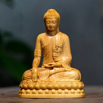 Tayland Mini Shakyamuni Buda Şimşir Figürler 10 CM Buda Heykelleri Ev Dekorasyon Koleksiyonu Süsler