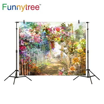 Funnytree fotoğraf stüdyosu için arka planında çiçek soyut suluboya resim bahar bahçe fotoğraf arka plan photobooth