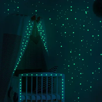 Nokta Aydınlık duvar çıkartmaları Karanlık Yatak Odası çocuk Odası DIY El Sanatları Ev Dekorasyon Pentagram Noel duvar çıkartmaları