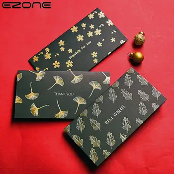 EZONE Festivali Tebrik Kartı + Zarf Kartı Siyah Hediye Zarf Hediye Zarf Baskılı Noel Ağacı / Kar / Ginkgo Yaprak Desen