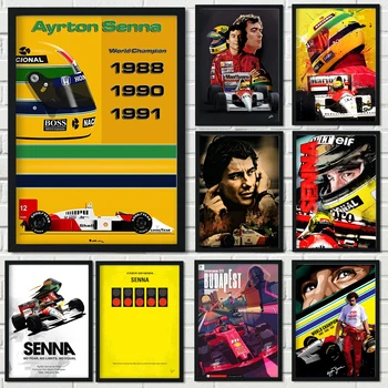 Ayrton Senna Posteri F1 Formülü Mclaren Dünya Şampiyonu Posteri Dekorasyon sanat dekoru Boyama Ev Dekor Bar Odası duvar tuvali