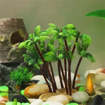 5 Adet Hindistan Cevizi Hurma ağaç dekor Simülasyon Plastik Bonsai El Sanatları Peyzaj DIY Dekor Minyatür Bitkiler Balık Tankı Gölet Akvaryum