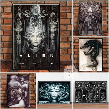 Soyut Retro Korku Yapıt İk Giger Li II Alien Sanat Posterleri Tuval Boyama Duvar Baskılar Resim Oturma Odası Modern Ev Dekor