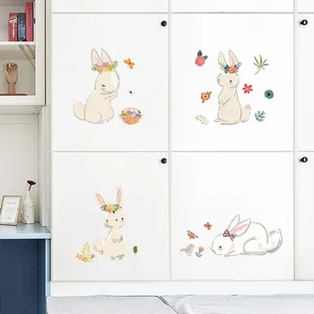 Karikatür Sevimli Tavşan Duvar Sticker Çocuklar İçin Bebek Odası Yatak Odası Süslemeleri Ev Duvar Çıkartmaları Kreş Güzelleştirmek Duvar Kağıdı
