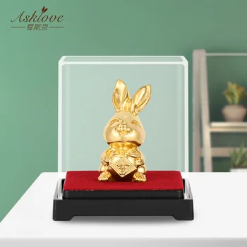 Altın Folyo Tavşan Figürleri Heykeli Masa Ev Dekorasyon Aksesuarları Çin Hediye Masaüstü Süs Tavşan Heykeli Doğum Günü Hediyeleri