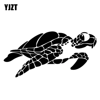 YJZT 17.8 CM×8.8 CM Eğlenceli Deniz Kaplumbağası Yüzme Hayvan Araba Çıkartmaları Çıkartması Vinil Tampon 13D-0942